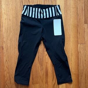 lululemon athletica Black and White Striped cropped leggings